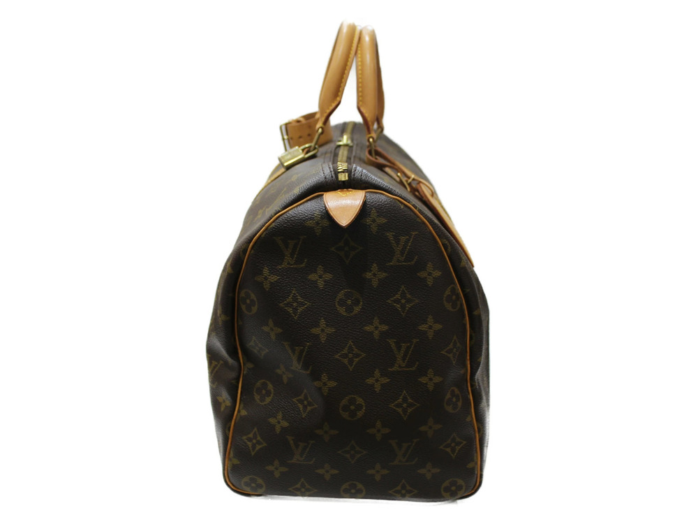 Louis Vuitton Boston Key Monogram Padlock Engraving Bag Keepall Brown